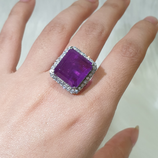 Purple Amethyst Size Adjustable Ring