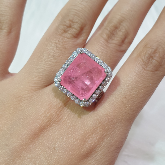 Pink Quartz Size Adjustable Ring