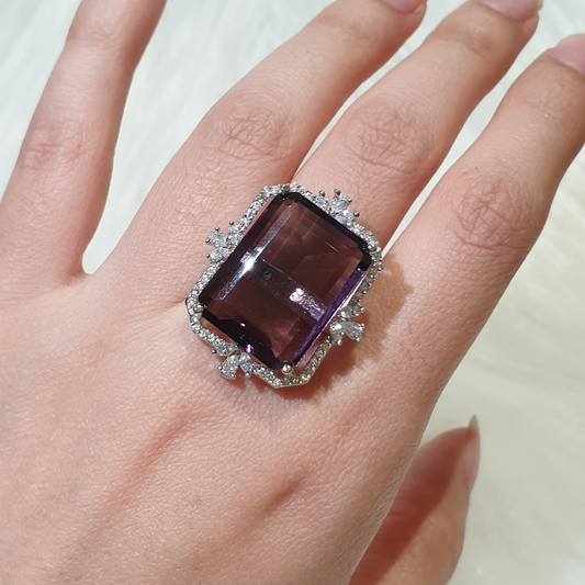 Purple Amethyst Size Adjustable Ring