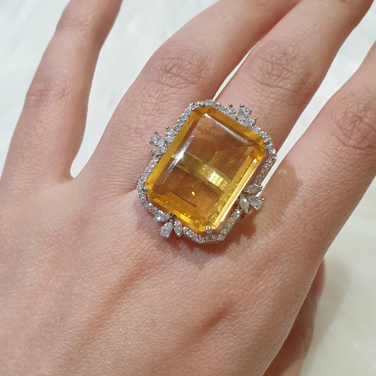 Yellow Citrine Size Adjustable Ring