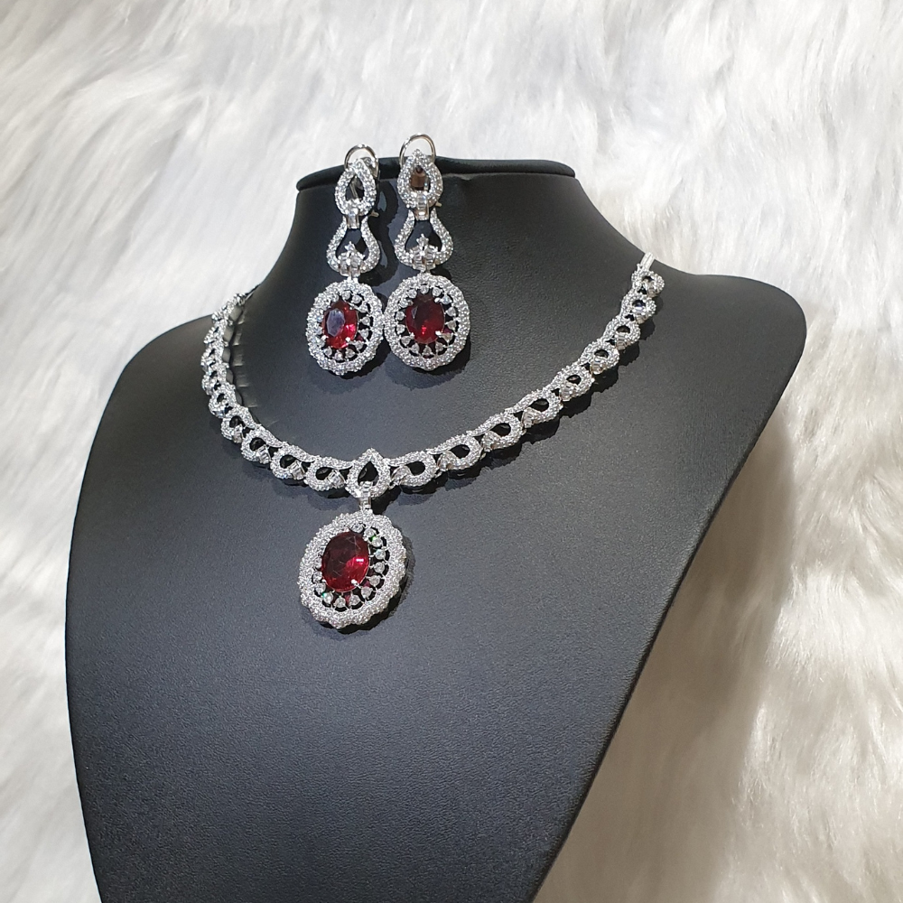 Garnet Red Necklace Set