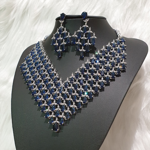Blue Sapphire Statement Necklace Set