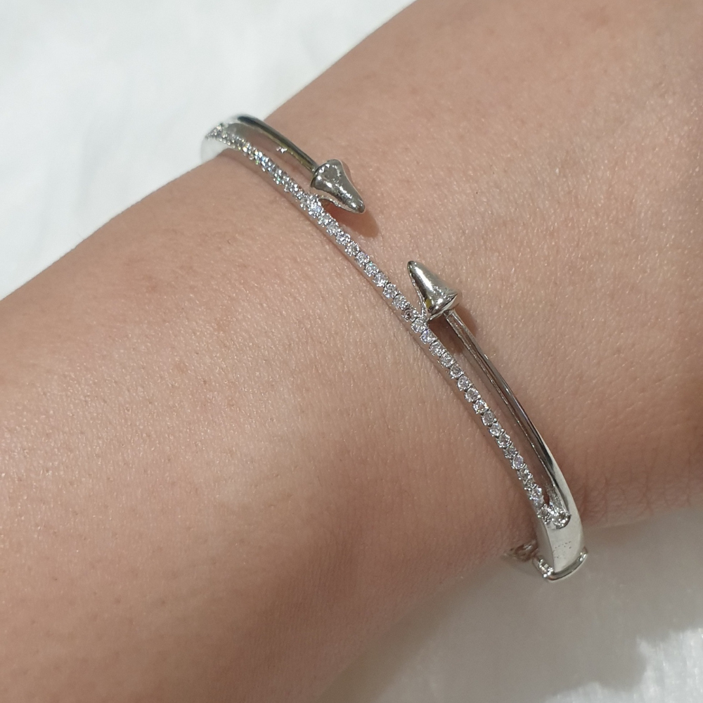 White Gold Plated Openable Bangle